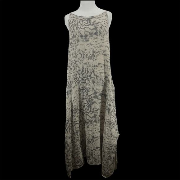 Lungo L'arno Size S / M Linen Midi Dress Fairy Grunge Pockets Whimsigoth Neutral - Picture 1 of 8